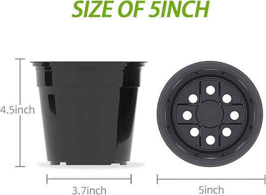 50 Pack 5-Inch Black Plastic Nursery Pots
