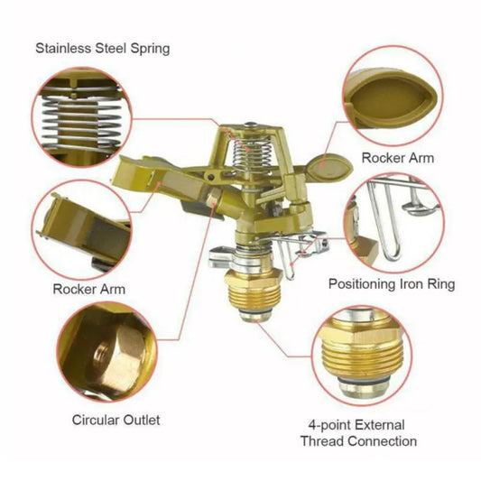 Adjustable Rotate Watering Sprinkler Garden Metal Irrigation System - Water-Saving Garden Sprinkler - Adjustable Rotating Lawn Irrigation System for Garden Yard