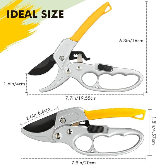 Roscoe Outdoor & Yard Garden Clippers, Cutting Work 3 Times Easier, Arthritis Weak Hand Snips, Gardening Gift