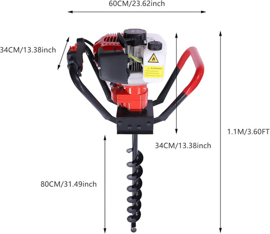 LIYUANJUN 43cc Post Hole Digger, 1.7HP 2-Stroke Ground Drilling Machine Kit with 3.1", 3.9", 4.7" Drill Bits Garden Gas Powered Excavator Gasoline Earth Auger Digging Machine for Agriculture Planting