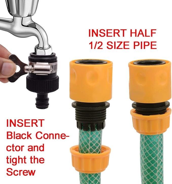Klaxon 1/2 Inch Plastic Garden Water Hose Quick Connector Hose Fast Fitting