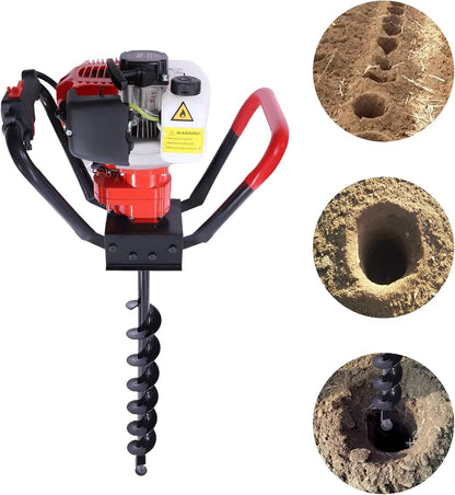 LIYUANJUN 43cc Post Hole Digger, 1.7HP 2-Stroke Ground Drilling Machine Kit with 3.1", 3.9", 4.7" Drill Bits Garden Gas Powered Excavator Gasoline Earth Auger Digging Machine for Agriculture Planting