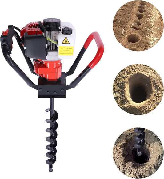 LIYUANJUN 43cc Post Hole Digger, 1.7HP 2-Stroke Ground Drilling Machine Kit with 3.1", 3.9", 4.7" Drill Bits Garden Gas Powered Excavator Gasoline Earth Auger Digging Machine for Agriculture Planting