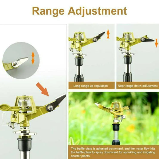 Adjustable Rotate Watering Sprinkler Garden Metal Irrigation System - Water-Saving Garden Sprinkler - Adjustable Rotating Lawn Irrigation System for Garden Yard
