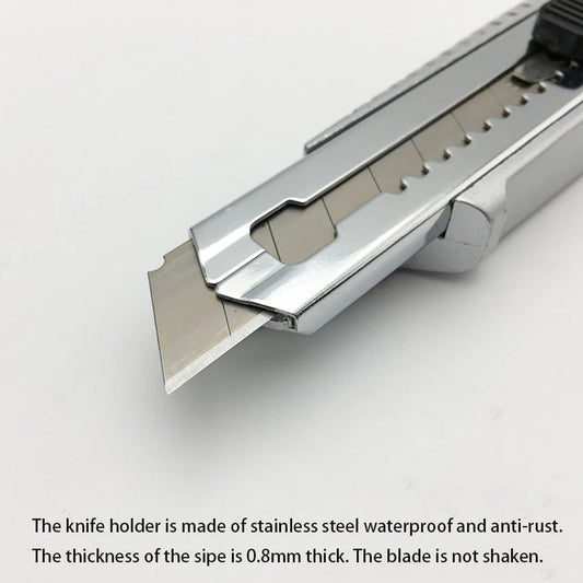 Heavy duty utility knife 18mm Storage with 5 Blades Snap Off Retractable Paper Box Cutter Screw Locking Blade Non-slip