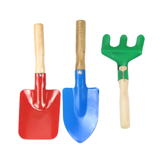 Wooden Beach Toy Set 3pcs Kids Beach Sand Toy Set with Wooden Handle Outdoor Summer Digging Gardening Tools for Toddlers in Asia Safe Beach Tools