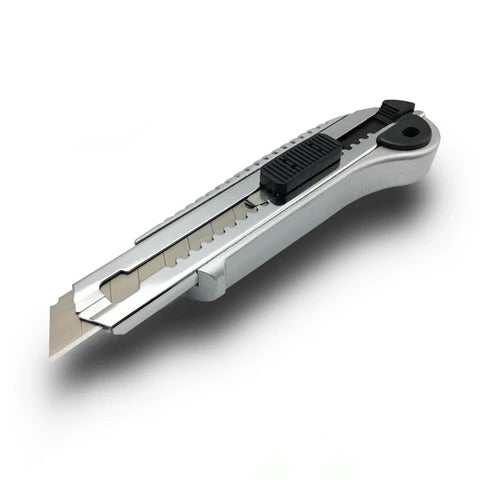 Heavy duty utility knife 18mm Storage with 5 Blades Snap Off Retractable Paper Box Cutter Screw Locking Blade Non-slip